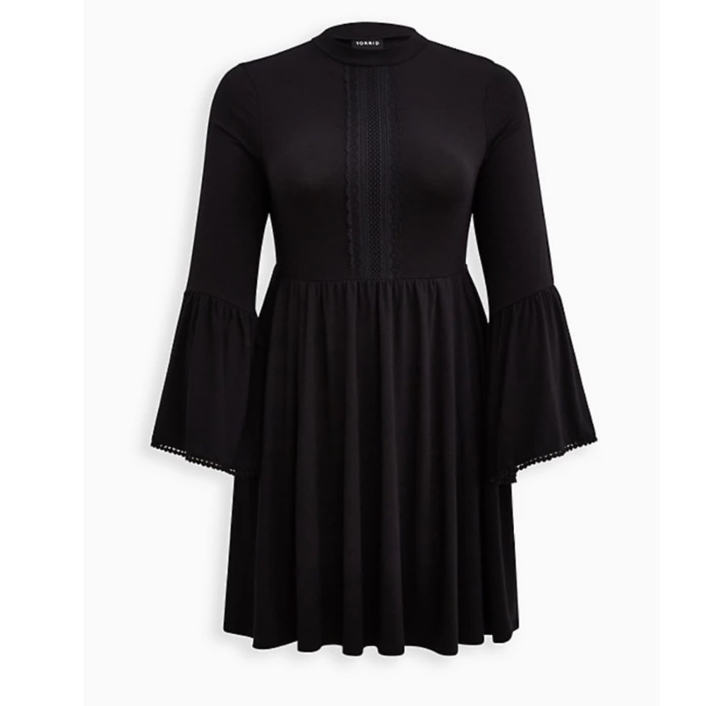 TORRID MOCK NECK MINI SKATER DRESS - JERSEY BLACK Size 2 - Picture 11 of 15